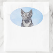 Zweeds Vallhund-schilderij - Kute Original Dog Art Ovale Sticker (Tas)