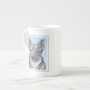 Zweeds Vallhund-schilderij - Kute Original Dog Art Porselein Kop