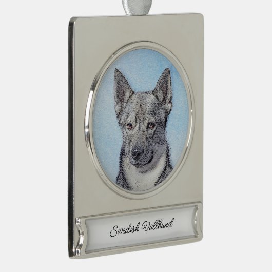 Zweeds Vallhund-schilderij - Kute Original Dog Art Verzilverd Banner Ornament (Rechts)