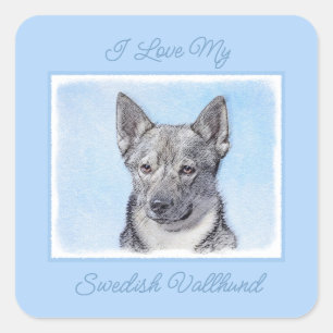 Zweeds Vallhund-schilderij - Kute Original Dog Art Vierkante Sticker