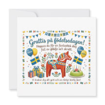 Zweeds verjaardagskaart – Gefeliciteerd met je ver