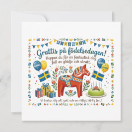 Zweeds verjaardagskaart – Gefeliciteerd met je ver Kaart