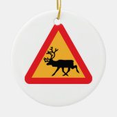 Zweeds verkeersbord voor rendieren keramisch ornament (Voorkant)