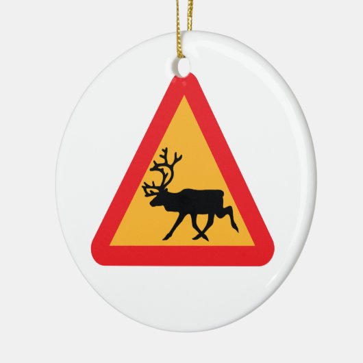 Zweeds verkeersbord voor rendieren keramisch ornament (Links)