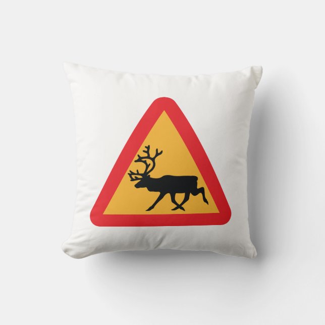 Zweeds verkeersbord voor rendieren kussen (Voorkant)