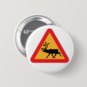 Zweeds verkeersbord voor rendieren ronde button 5,7 cm (Voorkant /achterkant)
