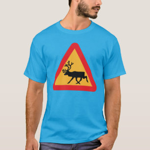 Zweeds verkeersbord voor rendieren t-shirt