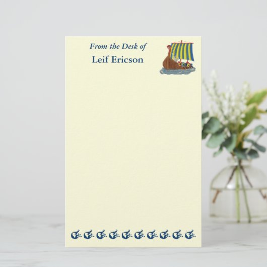 Zweeds Viking Ship Briefpapier (Staand voorkant)