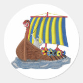 Zweeds Viking Ship Ronde Sticker (Voorkant)
