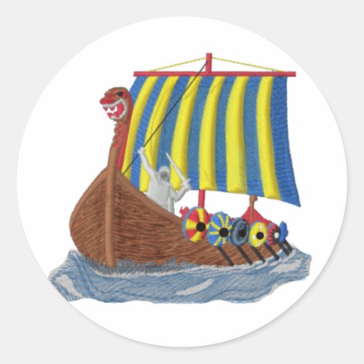 Zweeds Viking Ship Ronde Sticker (Voorkant)