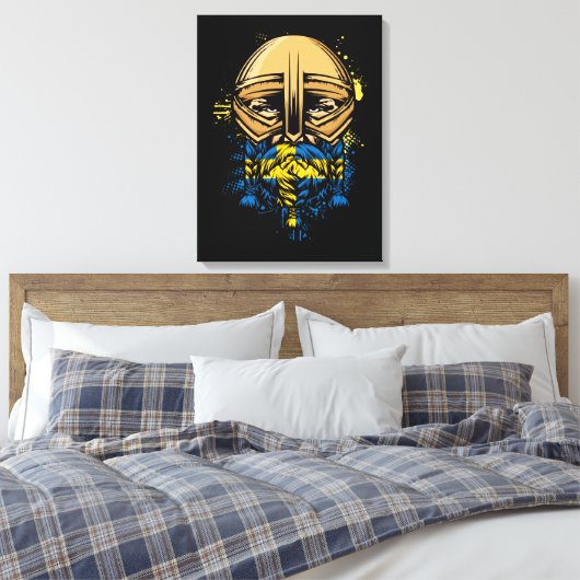 Zweeds Viking Warrior Gift Zweden Viking Helm Canvas Afdruk (Insitu (Slaapkamer))