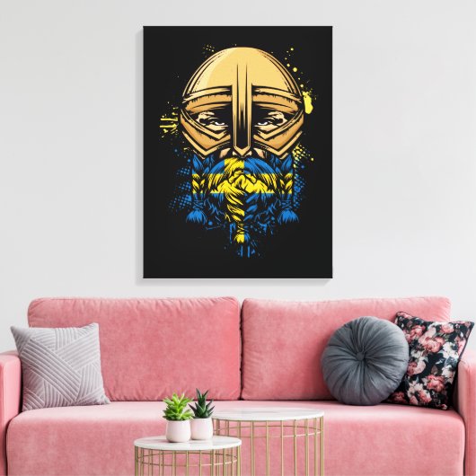 Zweeds Viking Warrior Gift Zweden Viking Helm Canvas Afdruk (Insitu (Woonkamer))