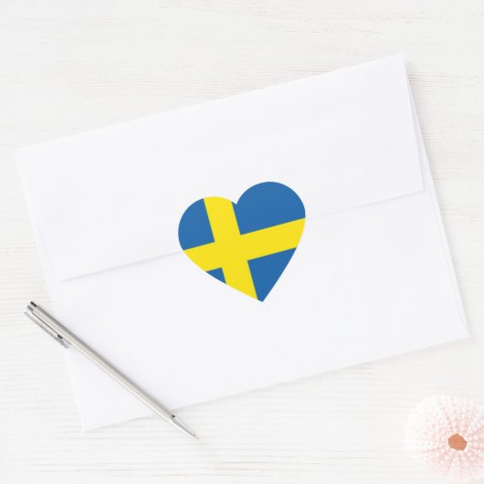 Zweeds Vlag Hart Hart Sticker (Envelop)