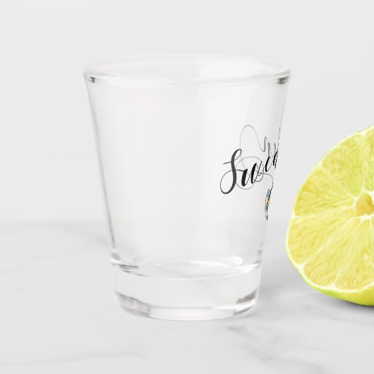 Zweeds vlaggenhart, Zweeds Script Design Shot Glas (Links)