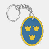 Zweeds vlagland rond symbool leger nati sleutelhanger (Voorkant Links)