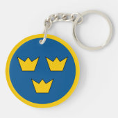 Zweeds vlagland rond symbool leger nati sleutelhanger (Achterkant)