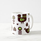 Zweeds  vogelpatroon Folklore Tulip Bird Pattern Koffiemok (Voorkant rechts)