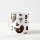 Zweeds  vogelpatroon Folklore Tulip Bird Pattern Koffiemok (Voorkant links)