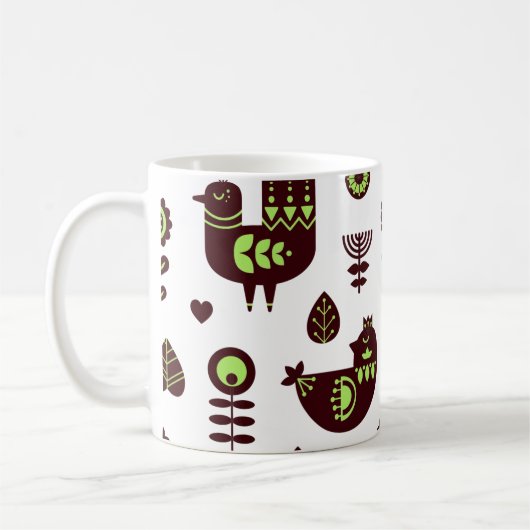 Zweeds  vogelpatroon Folklore Tulip Bird Pattern Koffiemok (Links)