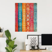 Zweeds volkskunst  Scandinavisch etnisch Poster (Thuiskantoor)