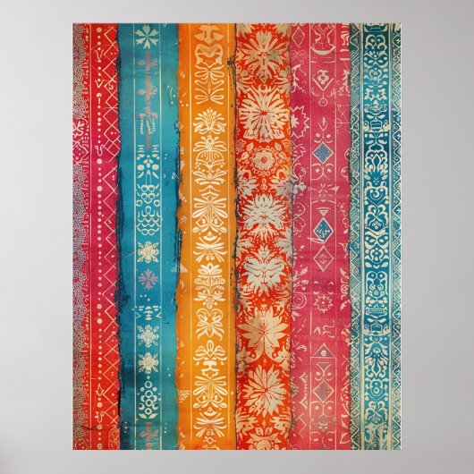 Zweeds volkskunst  Scandinavisch etnisch Poster (Voorkant)