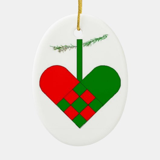 Zweeds Woven Paper Heart Scandinavian Keramisch Ornament (Voorkant)