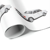 Zweedse auto uit begin jaren 70 (wit) cadeaupapier (Rol Hoek)