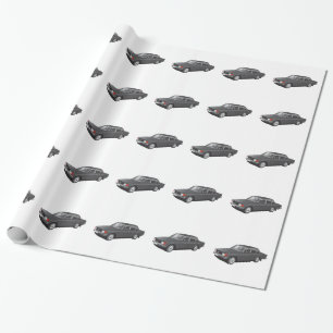 Zweedse auto uit de late jaren 60 (zwart/grijs) cadeaupapier