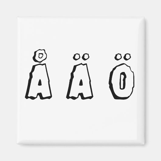 Zweedse brieven (å ä ö) magneet (Voorkant)