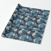 Zweedse Camo Advanced Blue Cadeaupapier (Uitgerold)