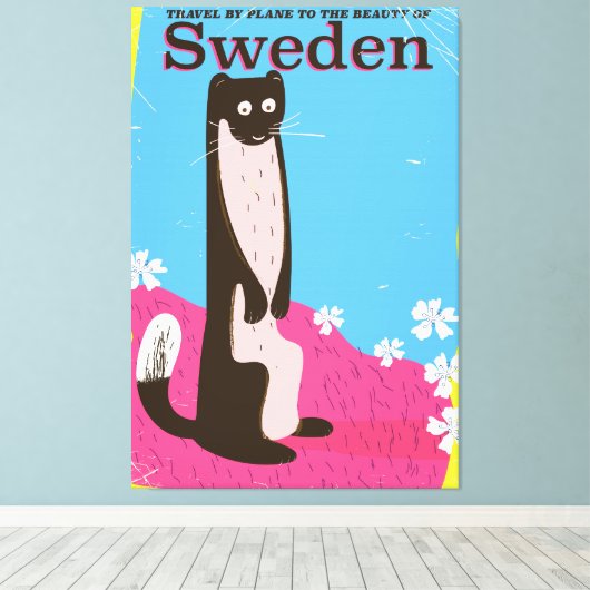 Zweedse Cartoon vintage-poster Canvas Afdruk (Insitu (Houten vloer))