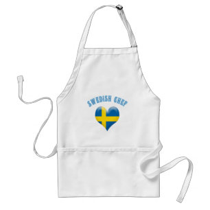Zweedse Chef Heart Shaped Flag Zweden Standaard Schort