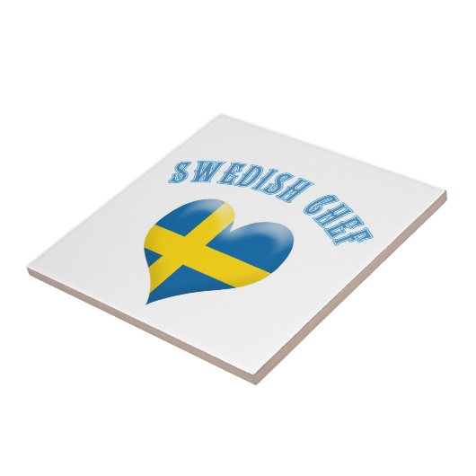 Zweedse Chef Heart Shaped Flag Zweden Tegeltje (Zijkant)
