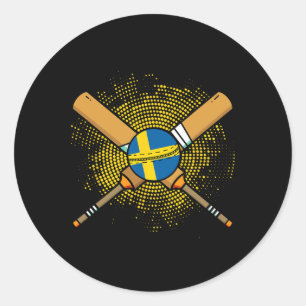 Zweedse Cricket Racket En Ll Vlag Van Zweden Ronde Sticker
