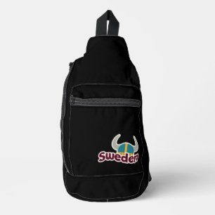 Zweedse cultuur Buffalo hoofd Zweden logo Zwart Sling Bag