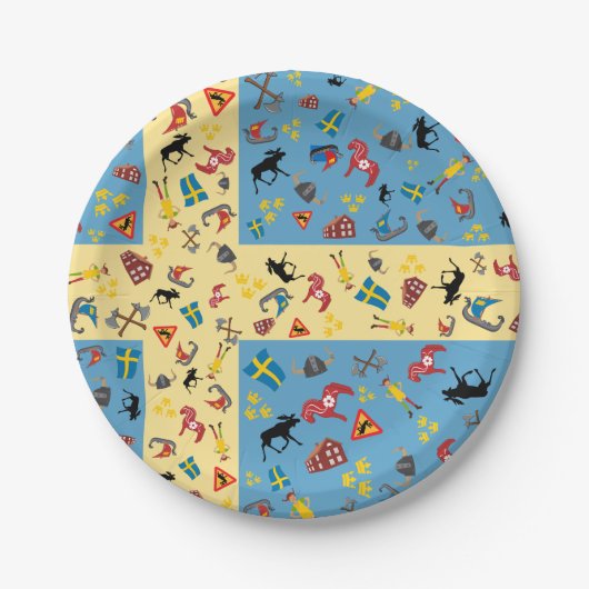 Zweedse cultuurgoederen met vlag papieren bordje (Voorkant)