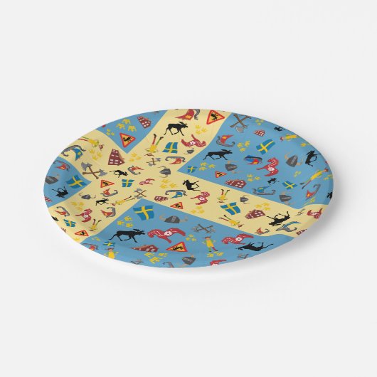 Zweedse cultuurgoederen met vlag papieren bordje (Gekanteld)