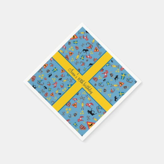 Zweedse cultuurgoederen met vlag servetten (Hoek)