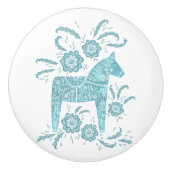 Zweedse Dala Horse Blauwgroen en White Ceramic Kno Keramische Knop (Voorkant)