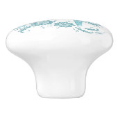 Zweedse Dala Horse Blauwgroen en White Ceramic Kno Keramische Knop (Zijkant)