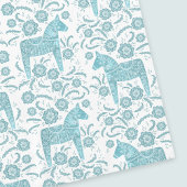 Zweedse Dala Horse Blauwgroen en White Tablecloth Tafelkleed