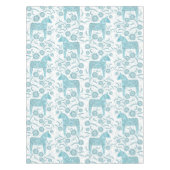 Zweedse Dala Horse Blauwgroen en White Tablecloth Tafelkleed (Voorkant)