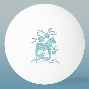 Zweedse Dala Horse Blauwgroen Green Folk Art Pingpongbal