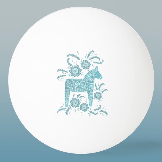 Zweedse Dala Horse Blauwgroen Green Folk Art Pingpongbal