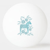 Zweedse Dala Horse Blauwgroen Green Folk Art Pingpongbal (Voorkant)