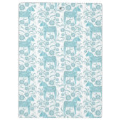 Zweedse Dala Horse Blauwgroen Groene en Witte Folk Klembord (Achterkant)