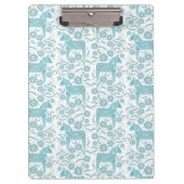 Zweedse Dala Horse Blauwgroen Groene en Witte Folk Klembord (Voorkant)