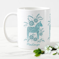 Zweedse Dala Horse Blauwgroen persoonlijke koffie-