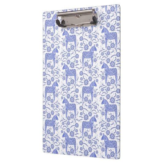 Zweedse Dala Horse Blue en White Folk Style Klembord (Links)