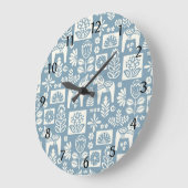 Zweedse Dala Horse Collage in Slate Blue Grote Klok (Hoek)